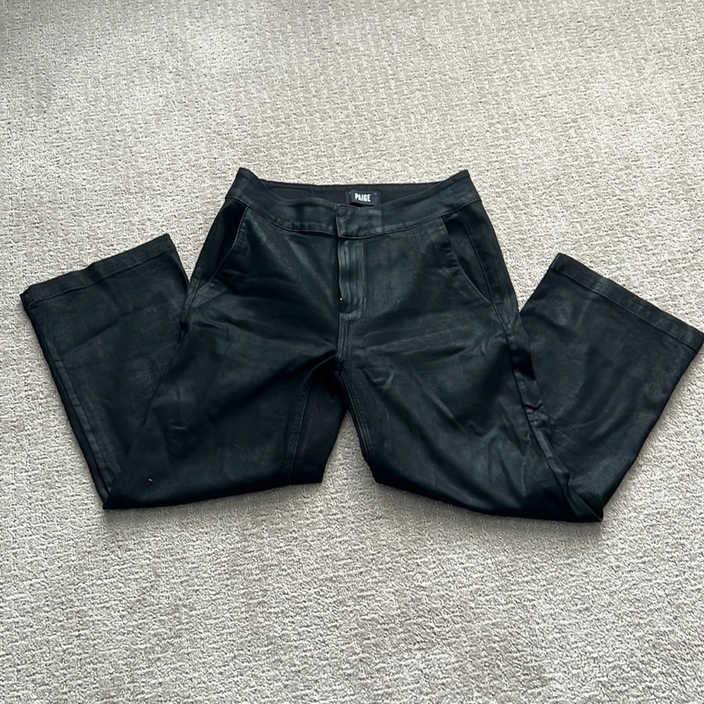 Paige Nellie wide leg coated black denim